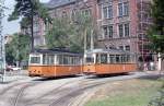 Tw 23 + 25 Beiwagen im Jahr 1991 vor dem Betriebshof. (Foto: Bernd D�tsch)
